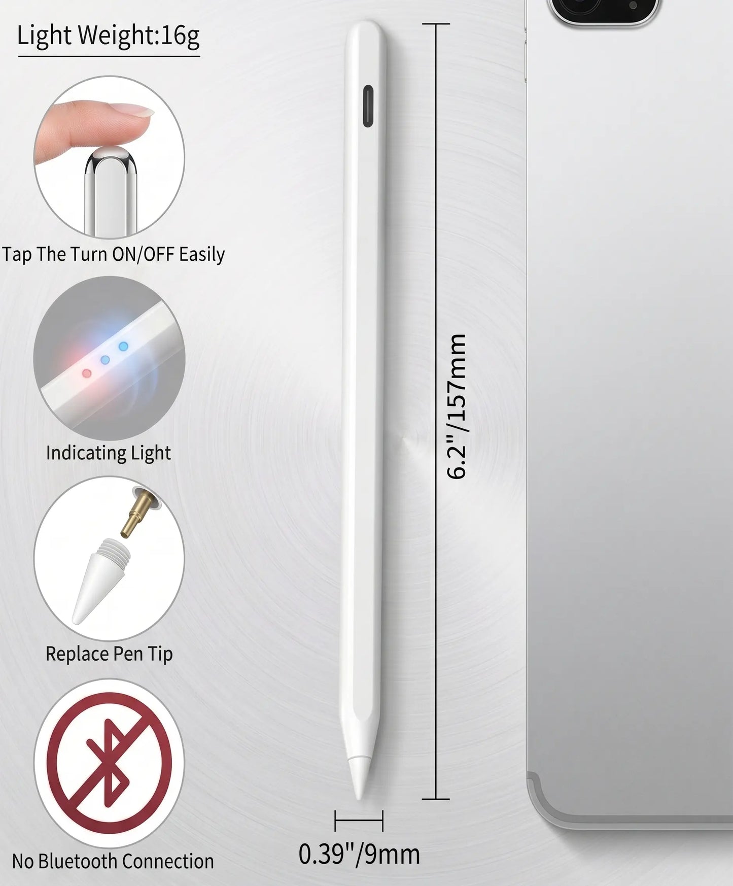 Pencil for Apple Ipad A16 11 and 10 Generation, Fast Charging Stylus for 2026-2018, for Ipad 11-6 Generation, Air 11-Inch/13-Inch M3/M2/5Th-3 Generation, Pro 13 "/11"/M4/12.9 ",Mini A17 Pro 7/6/5Th Palm Rejection Tilt Sensitivity Pen Tiktokshopholidayhaul