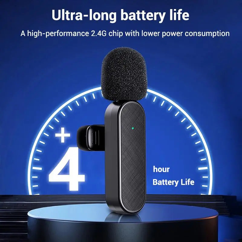 Professional Wireless Lavalier Microphone with Intelligent Noise Cancelling, Noise Cancelling Mics, Plug & Play for Iphone and Android Smartphones, Rechargeable Lapel Mic for Video Recording, Teaching, Interviews and Podcasts