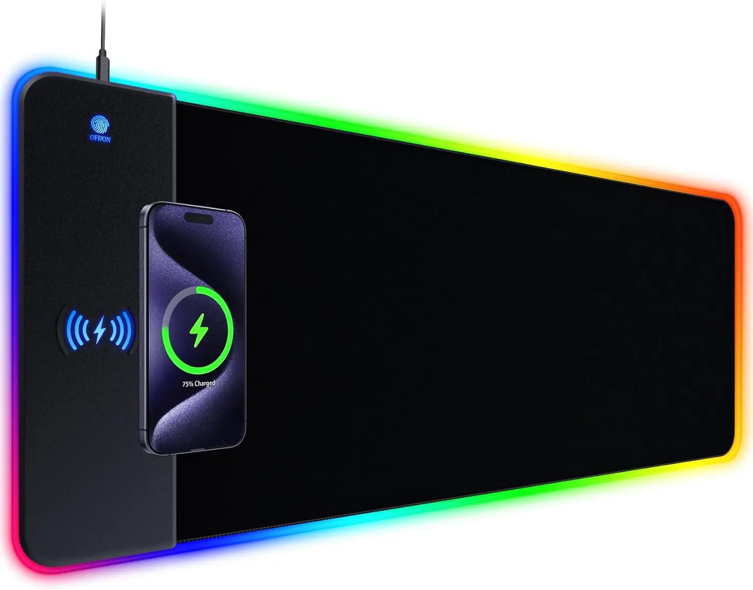 RGB Gaming Mouse Pad with 15W Wireless Charging, Extra Large LED Mousepad, 14 Light Modes, XXL Size, Ergonomic Computer Pad, Non-Slip Rubber Base for Laptop, Gifts for Gamer/Men