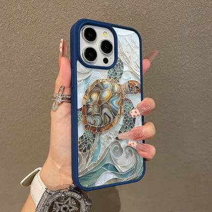 Mosaic Sea Turtle Adorable Magnetic Case for Iphone11/12/13/14/15/16/17/Promax Magsafe Compatible, Lightweight, Anti-Fall | Girly & Chic Style
