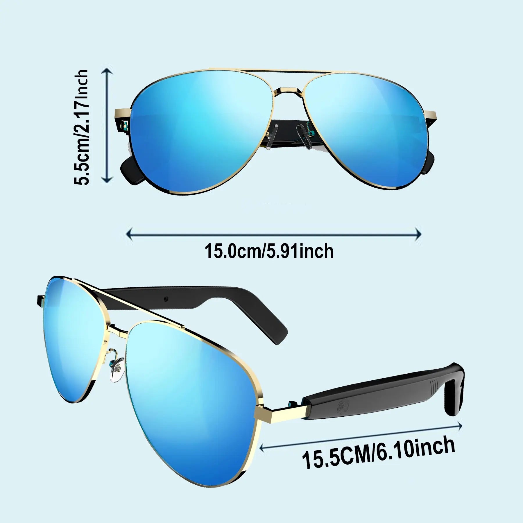 Multifunctional Smart Glasses, Touch Control Smart Sunglasses, Fashionable Bluetooth-Compatible Smart Glasses, Gift for Men & Women, Wearable, Wireless Smart Glasses
