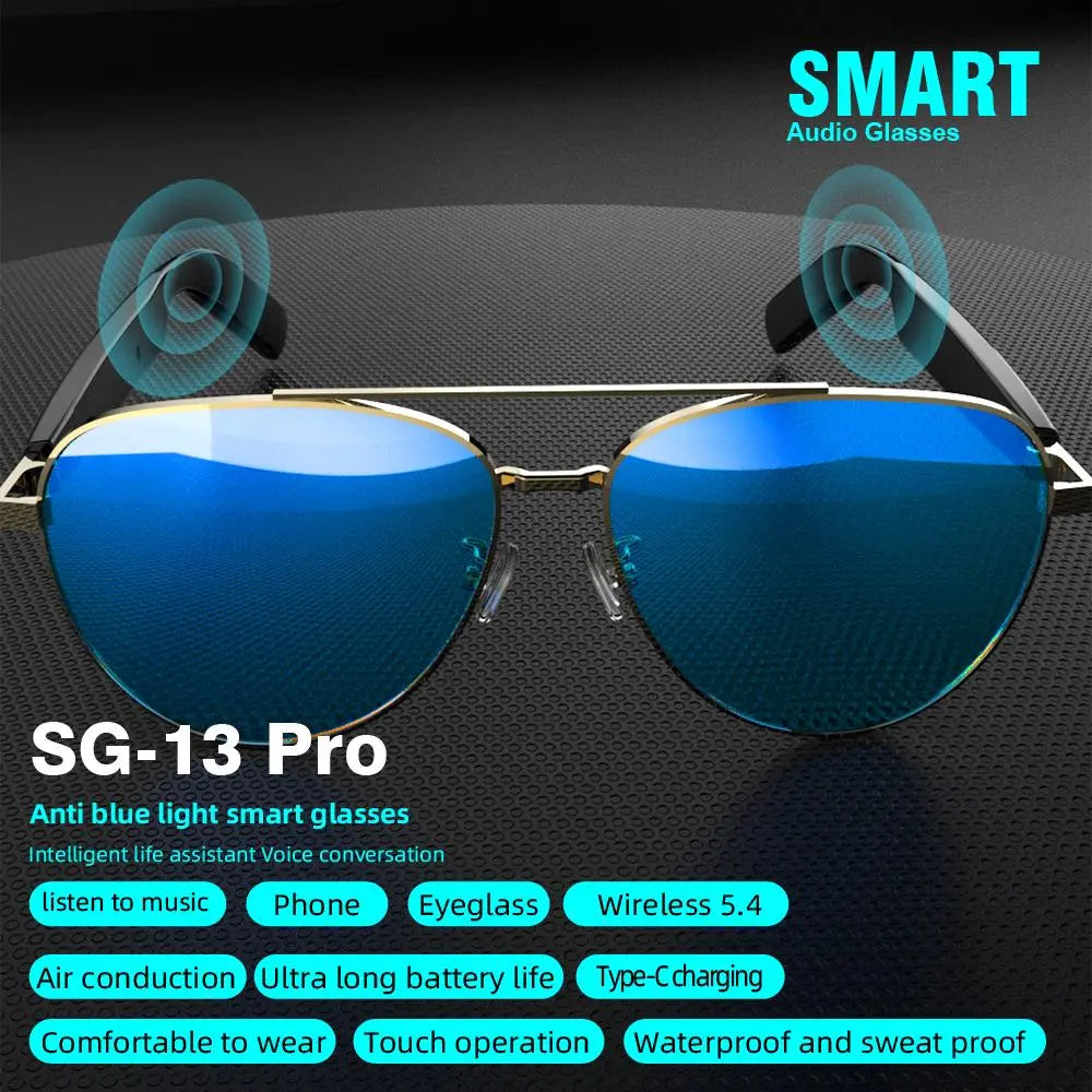 Multifunctional Smart Glasses, Touch Control Smart Sunglasses, Fashionable Bluetooth-Compatible Smart Glasses, Gift for Men & Women, Wearable, Wireless Smart Glasses