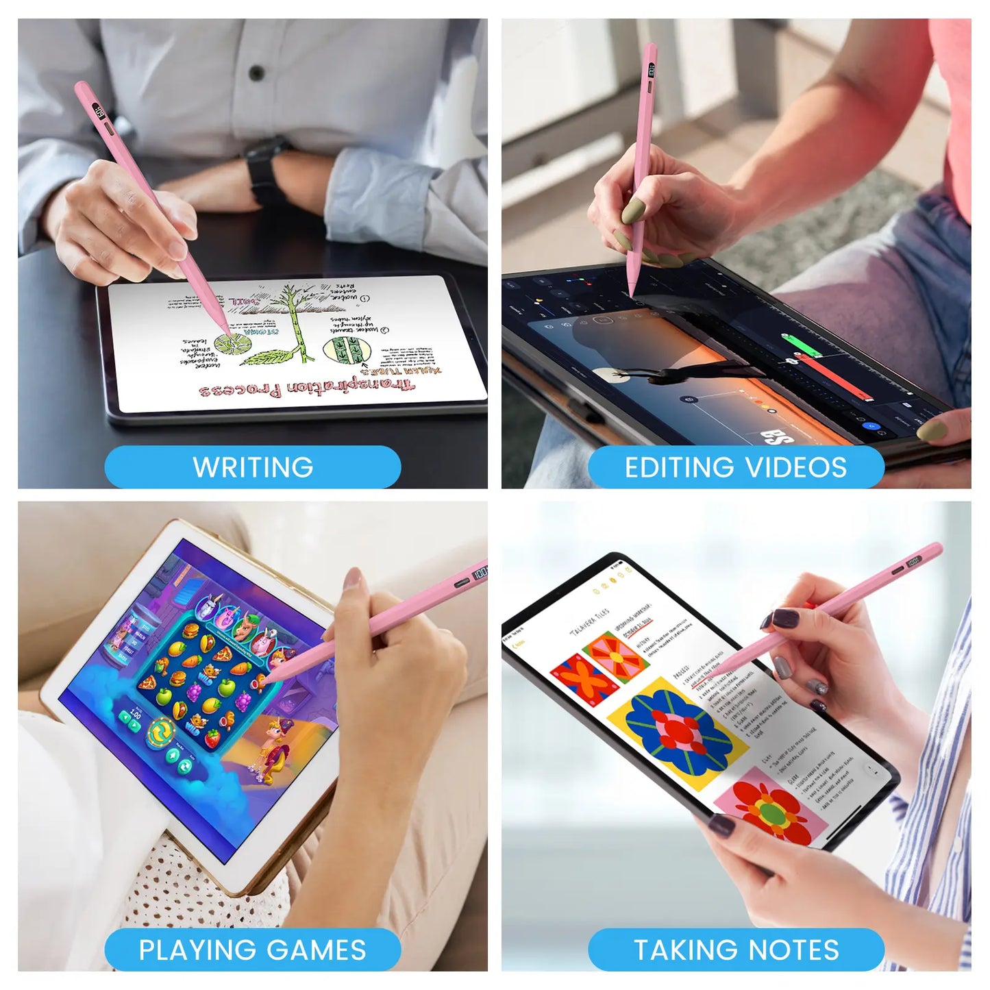 MEKO LED Stylus Pen for Ipad 10/9/8/7/6Th Gen, Pro 11"/12.9" M4, Air 5/4/3 M2, Mini 6/5, Fast Charge Palm Rejection Tilt Sensitive with LED Power Display