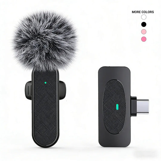 Professional Wireless Lavalier Microphone with Intelligent Noise Cancelling, Noise Cancelling Mics, Plug & Play for Iphone and Android Smartphones, Rechargeable Lapel Mic for Video Recording, Teaching, Interviews and Podcasts