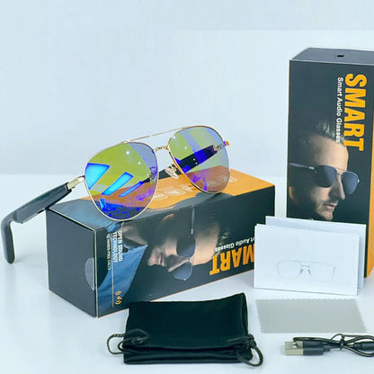 Multifunctional Smart Glasses, Touch Control Smart Sunglasses, Fashionable Bluetooth-Compatible Smart Glasses, Gift for Men & Women, Wearable, Wireless Smart Glasses