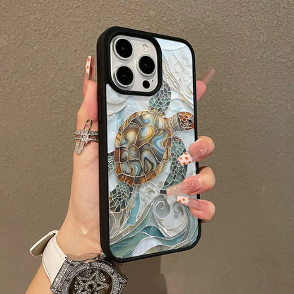 Mosaic Sea Turtle Adorable Magnetic Case for Iphone11/12/13/14/15/16/17/Promax Magsafe Compatible, Lightweight, Anti-Fall | Girly & Chic Style